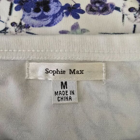 SOPHIE MAX SLEEELESS KNIT DRESS WHITE WITH BLUE AND PURPLE SIZE MED WOMENS - Picture 6 of 6